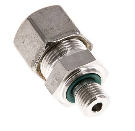 G 1/4'' Male x 14S Stainless steel Straight Compression Fitting with FKM Seal 630 Bar DIN 2353