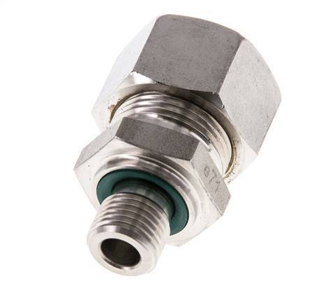 G 1/4'' Male x 15L Stainless steel Straight Compression Fitting with FKM Seal 315 Bar DIN 2353