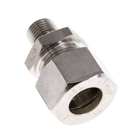G 1/4'' Male x 15L Stainless steel Straight Compression Fitting with FKM Seal 315 Bar DIN 2353