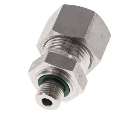 G 1/8'' Male x 12L Stainless steel Straight Compression Fitting with FKM Seal 315 Bar DIN 2353