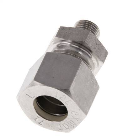 G 1/8'' Male x 12L Stainless steel Straight Compression Fitting with FKM Seal 315 Bar DIN 2353