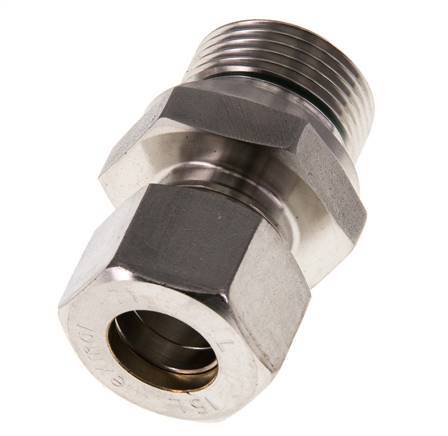 G 3/4'' Male x 15L Stainless steel Straight Compression Fitting with FKM Seal 315 Bar DIN 2353