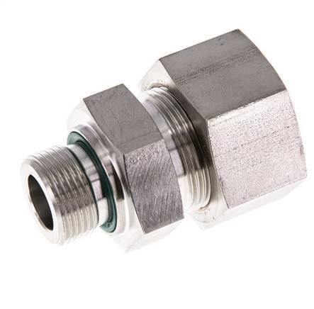 G 3/4'' Male x 25S Stainless steel Straight Compression Fitting with FKM Seal 400 Bar DIN 2353