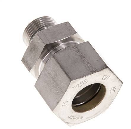 G 3/4'' Male x 25S Stainless steel Straight Compression Fitting with FKM Seal 400 Bar DIN 2353