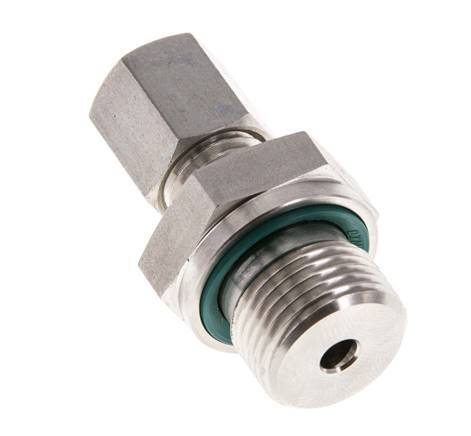 G 3/8'' Male x 6L Stainless steel Straight Compression Fitting with FKM Seal 315 Bar DIN 2353