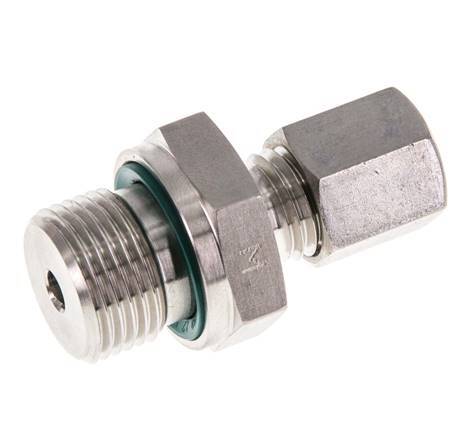 G 3/8'' Male x 6L Stainless steel Straight Compression Fitting with FKM Seal 315 Bar DIN 2353
