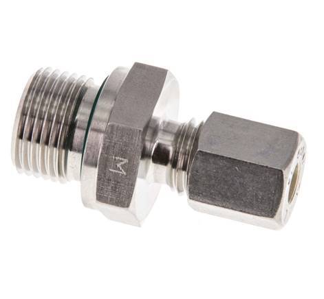 G 3/8'' Male x 6L Stainless steel Straight Compression Fitting with FKM Seal 315 Bar DIN 2353
