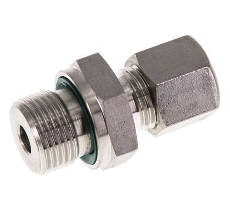 G 3/8'' Male x 8L Stainless steel Straight Compression Fitting with FKM Seal 315 Bar DIN 2353