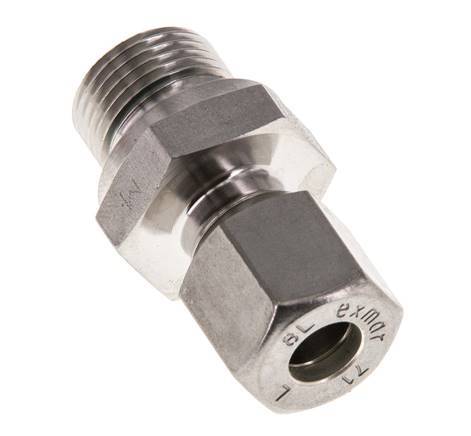 G 3/8'' Male x 8L Stainless steel Straight Compression Fitting with FKM Seal 315 Bar DIN 2353