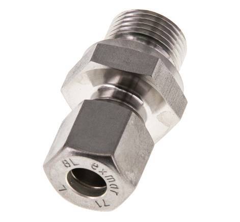 G 3/8'' Male x 8L Stainless steel Straight Compression Fitting with FKM Seal 315 Bar DIN 2353