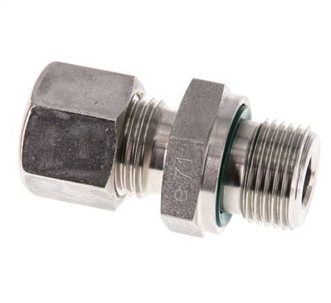 G 3/8'' Male x 10L Stainless steel Straight Compression Fitting with FKM Seal 315 Bar DIN 2353