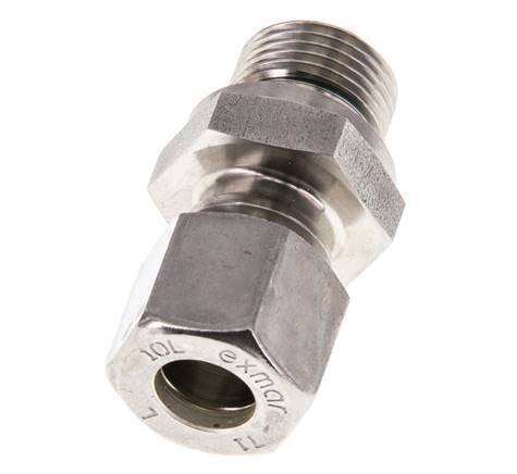 G 3/8'' Male x 10L Stainless steel Straight Compression Fitting with FKM Seal 315 Bar DIN 2353