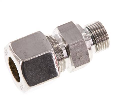 G 3/8'' Male x 14S Stainless steel Straight Compression Fitting with FKM Seal 630 Bar DIN 2353