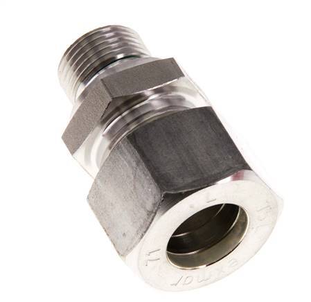 G 3/8'' Male x 15L Stainless steel Straight Compression Fitting with FKM Seal 315 Bar DIN 2353