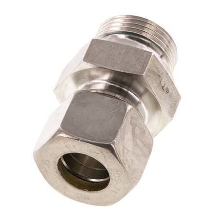 G 1'' Male x 20S Stainless steel Straight Compression Fitting with FKM Seal 400 Bar DIN 2353