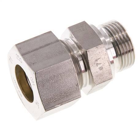 G 1'' Male x 25S Stainless steel Straight Compression Fitting with FKM Seal 400 Bar DIN 2353