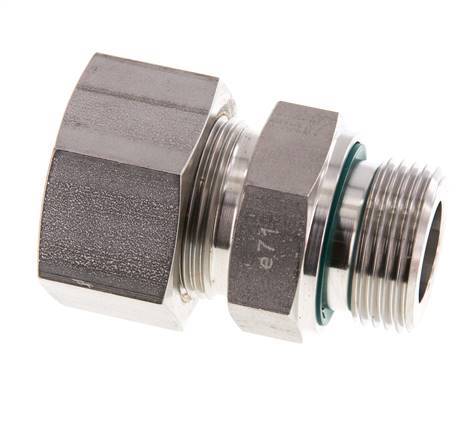 G 1'' Male x 25S Stainless steel Straight Compression Fitting with FKM Seal 400 Bar DIN 2353