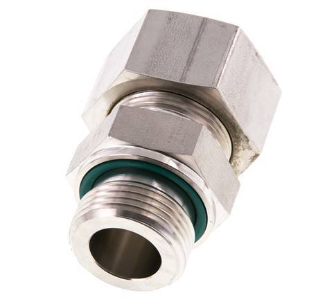 G 1'' Male x 25S Stainless steel Straight Compression Fitting with FKM Seal 400 Bar DIN 2353