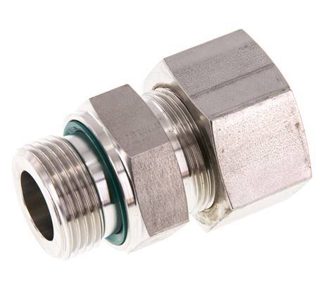 G 1'' Male x 25S Stainless steel Straight Compression Fitting with FKM Seal 400 Bar DIN 2353