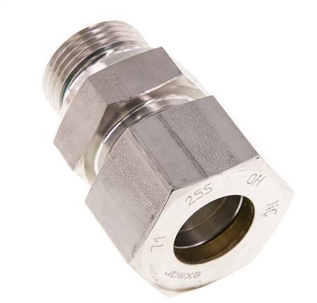 G 1'' Male x 25S Stainless steel Straight Compression Fitting with FKM Seal 400 Bar DIN 2353