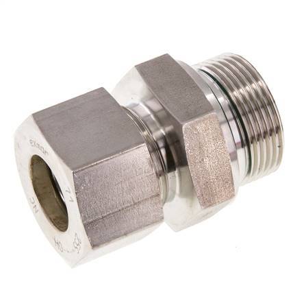 G 1 1/4'' Male x 25S Stainless steel Straight Compression Fitting with FKM Seal 400 Bar DIN 2353