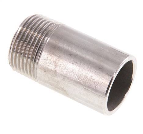 R 1'' Male x 33.7mm Stainless steel Pipe Nipple with Welding End 20 Bar DIN 2982 - 60mm