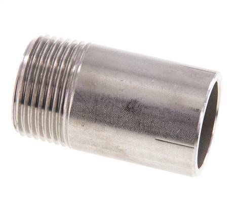 R 1'' Male x 33.7mm Stainless steel Pipe Nipple with Welding End 20 Bar DIN 2982 - 60mm