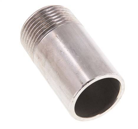 R 1'' Male x 33.7mm Stainless steel Pipe Nipple with Welding End 20 Bar DIN 2982 - 60mm