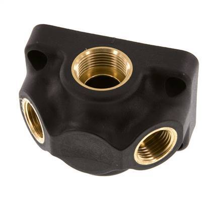 G 3/4'' x G 1/2'' Brass Wall Mounted 3-way Air Junction without through-hole 15 Bar