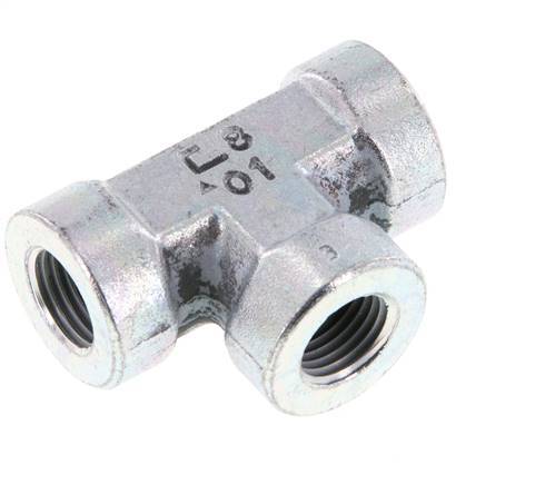 G 1/4'' Zinc plated Steel Tee 350 Bar - Hydraulic