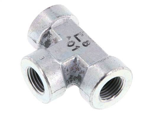 G 1/4'' Zinc plated Steel Tee 350 Bar - Hydraulic