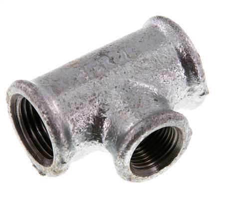 Rp 1/2'' x Rp 3/8'' Zinc plated Cast iron Tee 25 Bar [2 Pieces]