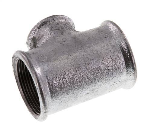 Rp 1 1/2'' x Rp 1'' Zinc plated Cast iron Tee 25 Bar