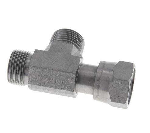 UNS 1''-14 F/M Zinc plated Steel Tee ORFS with union nut 400 Bar - Hydraulic