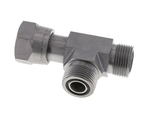 UNS 1''-14 F/M Zinc plated Steel Tee ORFS with union nut 400 Bar - Hydraulic