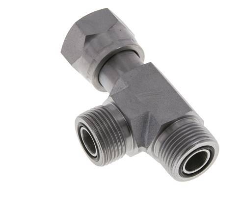 UNS 1''-14 F/M Zinc plated Steel Tee ORFS with union nut 400 Bar - Hydraulic