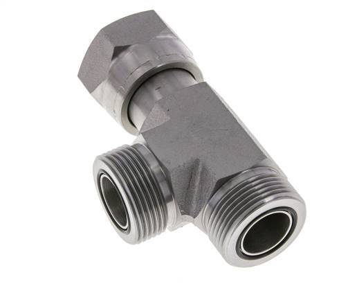 UN 1-7/16''-12 F/M Zinc plated Steel Tee ORFS with union nut 400 Bar - Hydraulic