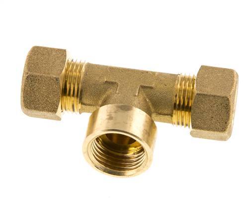 G 1/2'' x 14mm Brass Tee Compression Fitting 89 Bar DIN EN 1254-2