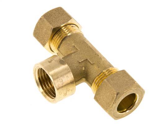 G 1/2'' x 14mm Brass Tee Compression Fitting 89 Bar DIN EN 1254-2