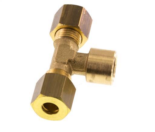 G 1/8'' x 6mm Brass Tee Compression Fitting 150 Bar DIN EN 1254-2