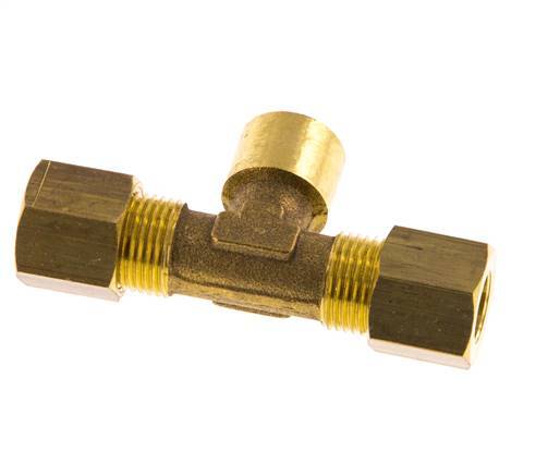 G 1/8'' x 8mm Brass Tee Compression Fitting 135 Bar DIN EN 1254-2