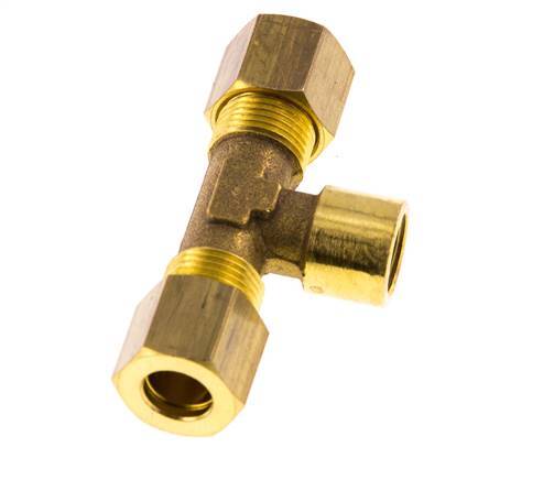 G 1/8'' x 8mm Brass Tee Compression Fitting 135 Bar DIN EN 1254-2