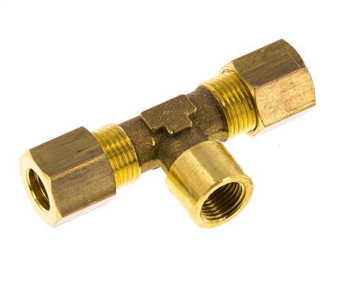 G 1/8'' x 8mm Brass Tee Compression Fitting 135 Bar DIN EN 1254-2
