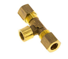 G 1/8'' x 8mm Brass Tee Compression Fitting 135 Bar DIN EN 1254-2