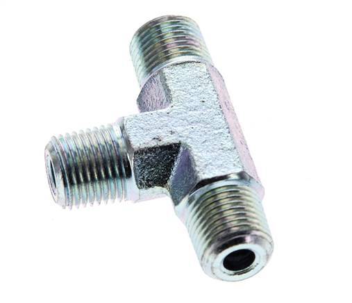 1/8'' NPT Male Zinc plated Steel Tee 345 Bar - Hydraulic