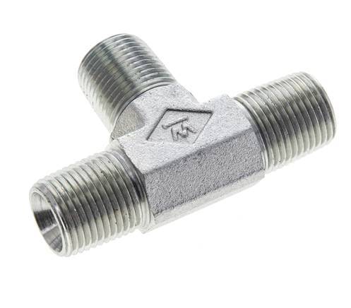 3/8'' NPT Male Zinc plated Steel Tee 210 Bar - Hydraulic
