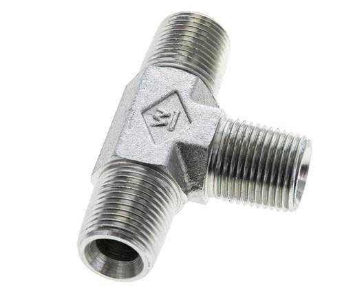 3/8'' NPT Male Zinc plated Steel Tee 210 Bar - Hydraulic