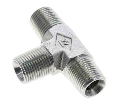 3/8'' NPT Male Zinc plated Steel Tee 210 Bar - Hydraulic