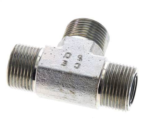 UNS 1''-14 Male Zinc plated Steel Tee ORFS 400 Bar - Hydraulic