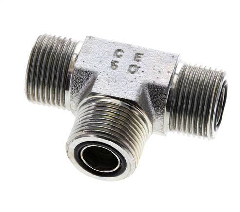 UNS 1''-14 Male Zinc plated Steel Tee ORFS 400 Bar - Hydraulic
